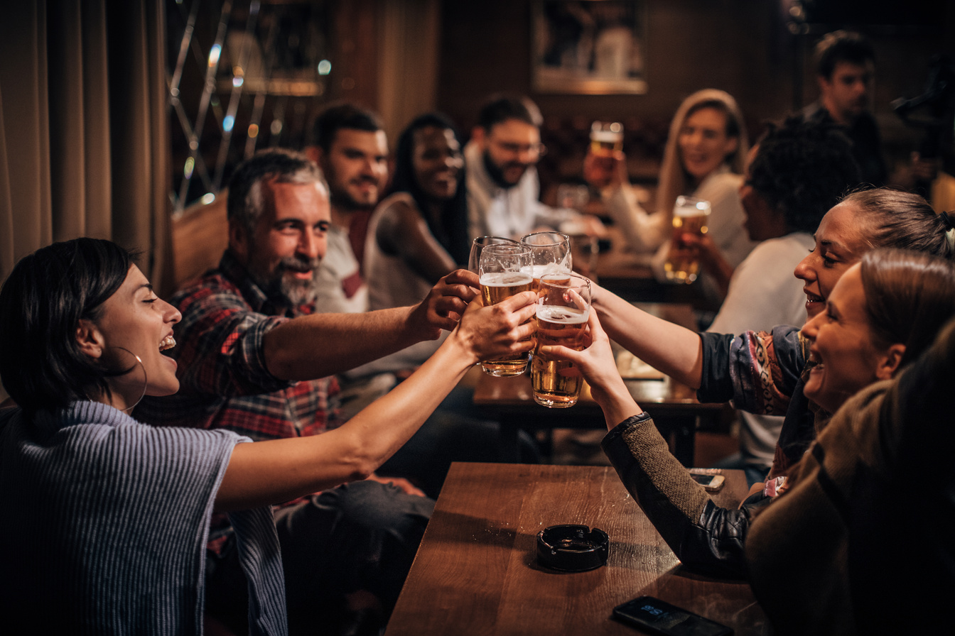 Happy friends in bar